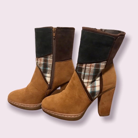 MUK LUKS Women’s Nola High Heel Suede Boots /Plaid detailing size 6 - Picture 5 of 8